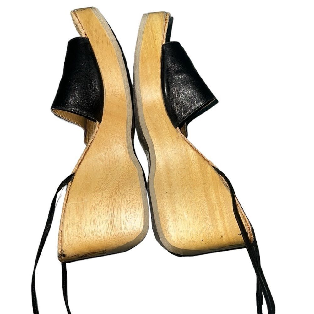 Francesca Lecca Black Leather Sandals Size 7 - Picture 5 of 8